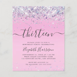 Begroting Glitter 13th Birthday Party Invitation