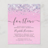 Begroting Glitter 14th Birthday Party Invitation (Voorkant)