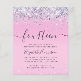 Begroting Glitter 14th Birthday Party Invitation