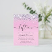 Begroting Glitter 15th Birthday Party Invitation (Staand voorkant)