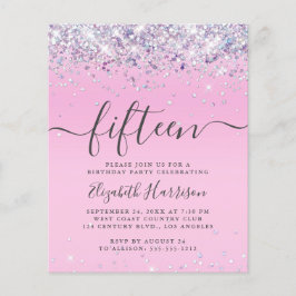 Begroting Glitter 15th Birthday Party Invitation