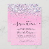 Begroting Glitter 17th Birthday Party Invitation (Voorkant / Achterkant)