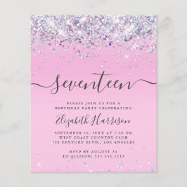Begroting Glitter 17th Birthday Party Invitation