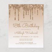 Begroting Glitter Drip Gold 18e uitnodiging (Voorkant)