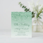 Begroting Glitter Drip Green 18th Birthday Invitat (Staand voorkant)