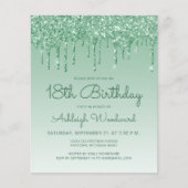 Begroting Glitter Drip Green 18th Birthday Invitat (Voorkant)