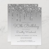 Begroting Glitter Drip Silver 90th Birthday (Voorkant / Achterkant)