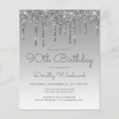 Begroting Glitter Drip Silver 90th Birthday (Voorkant)