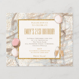 Begroting Glitter Girl 21st Party Birthday Invitat