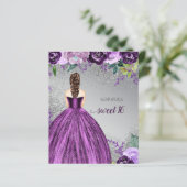 Begroting Glitter Paarse Dress Sweet 16 Uitnodigin (Staand voorkant)