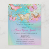 Begroting Glitter Pink Paars Butterflies Baby show (Voorkant)