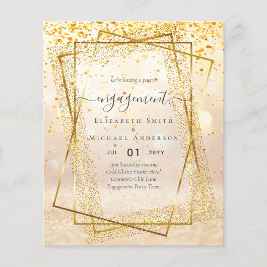 BEGROTING Glitzy Glam ENGAGEMENT Party Flyer (Voorkant)