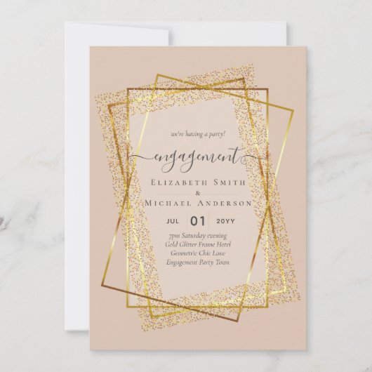 BEGROTING Glitzy Glam ENGAGEMENT Party Kaart (Voorkant)