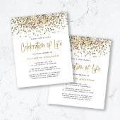 BEGROTING Gold Glitter Celebration of Life Invitat