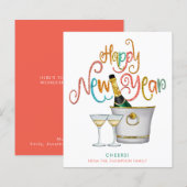 BEGROTING Gold Glitter Champagne Happy Nieuwjaar (Voorkant / Achterkant)