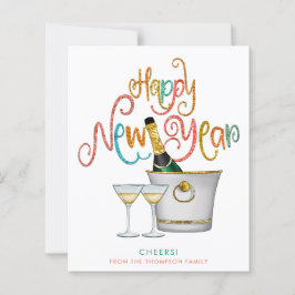 BEGROTING Gold Glitter Champagne Happy Nieuwjaar