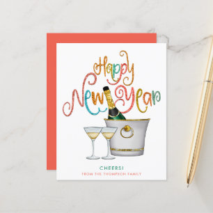 BEGROTING Gold Glitter Champagne Happy Nieuwjaar