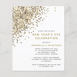 BEGROTING Gold Glitter nieuwjaarsuitnodiging