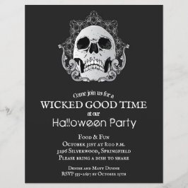 Begroting Gothic Skull Halloween Uitnodigingen