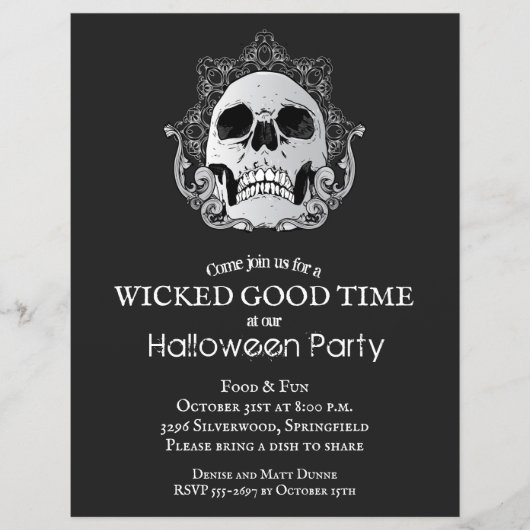 Begroting Gothic Skull Halloween Uitnodigingen (Voorkant)