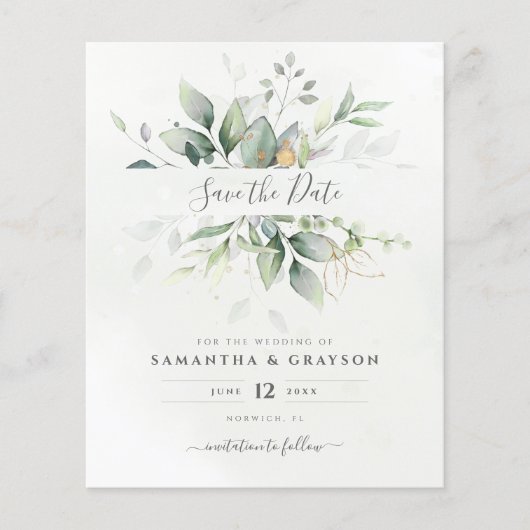 Begroting Greenery Eucalyptus Wedding Save the Dat (Voorkant)