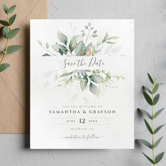 Begroting Greenery Eucalyptus Wedding Save the Dat