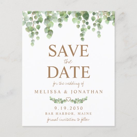 Begroting Greenery Eucalyptus Wedding Save the Dat (Voorkant)