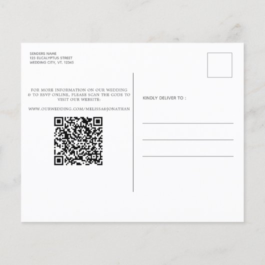 Begroting Greenery Wedding QR Code sparen de Datum (Achterkant)