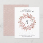 Begroting Greenery Wreath Kids Birthday Uitnodigin (Voorkant / Achterkant)