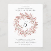 Begroting Greenery Wreath Kids Birthday Uitnodigin (Voorkant)