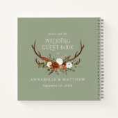 Begroting groen floral bruiloft gastboek rustige notitieboek (Achterkant)