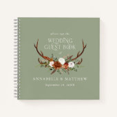 Begroting groen floral bruiloft gastboek rustige notitieboek (Voorkant)