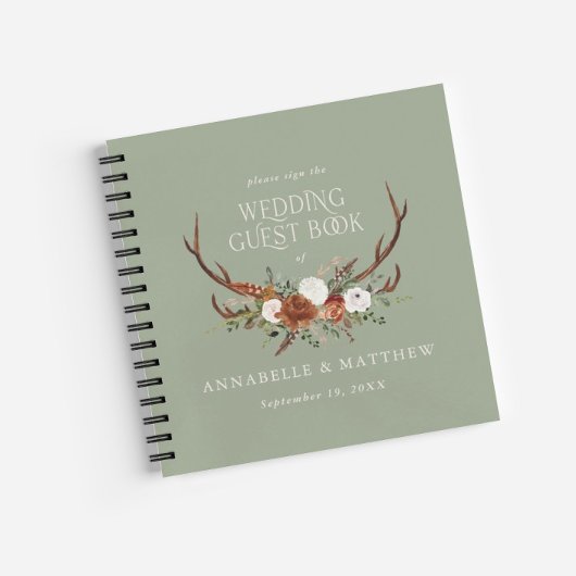 Begroting groen floral bruiloft gastboek rustige notitieboek