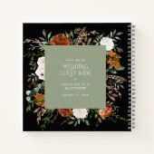 Begroting groen floral bruiloft gastboek rustige notitieboek (Achterkant)