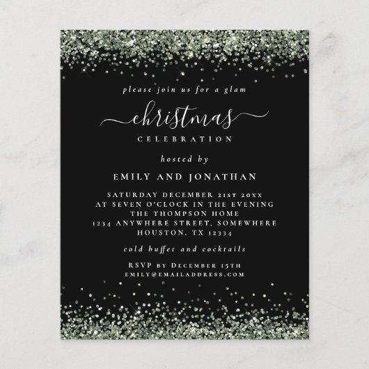 Begroting Groene Glitter-kerstfeest Zwarte (Voorkant)