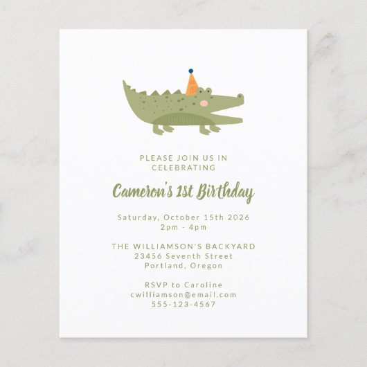 Begroting groene krokodil 1e uitnodiging van de da (Voorkant)
