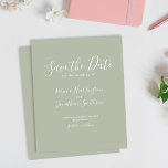 Begroting Groene Moderne Wedding sparen de Datum u<br><div class="desc">Budget Wedding Save The Date Invitation heeft een elegant,  modern en schoon typografisch ontwerp met een salie groen kleurenschema. Deze uitnodiging staat voor u klaar om aan te passen met de details van uw speciale dag. Blader door de Sage Green Elegant Minimal Wedding Suite voor bijpassende briefpapier items.</div>