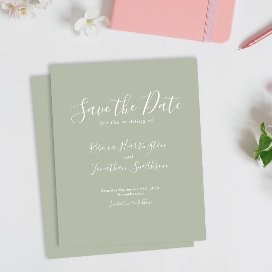 Begroting Groene Moderne Wedding sparen de Datum u
