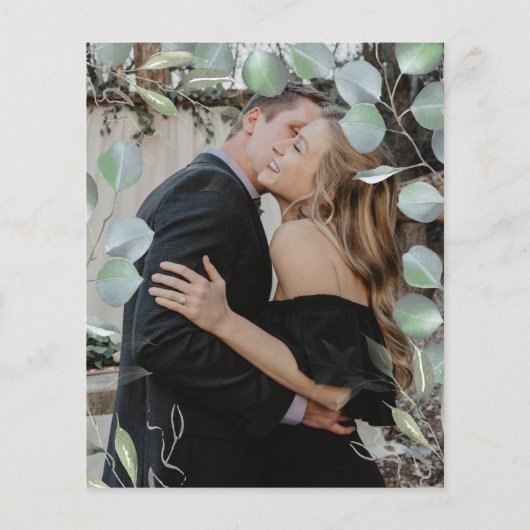 Begroting groene uitnodiging voor het bruiloft van (Achterkant)