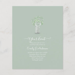 BEGROTING Gypsophila Mason Jar Modern Minimum WEDD Flyer