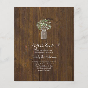 BEGROTING Gypsophila Mason Jar Modern Minimum WEDD Flyer