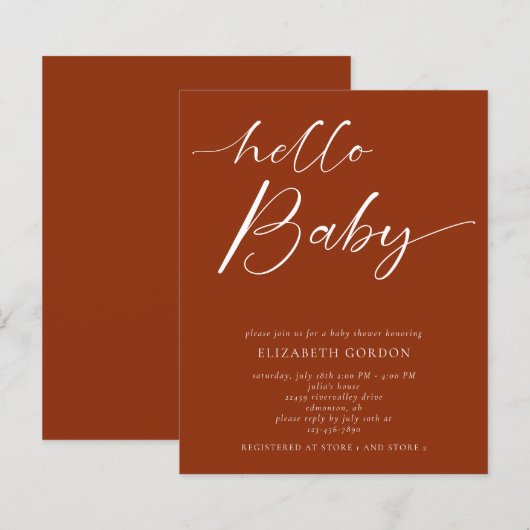 Begroting Hallo minimalistisch koperneutraal Baby  (Voorkant / Achterkant)