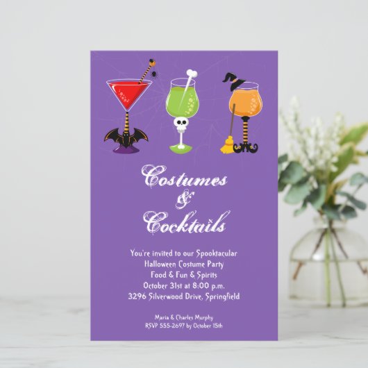 Begroting Halloween-uitnodiging voor kostuums en C (Staand voorkant)