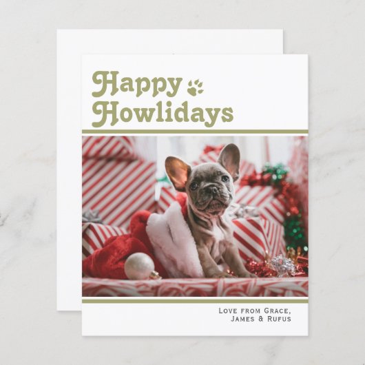 BEGROTING Happy Howlidays Pet Dog Kerstmis Kaart (Voorkant / Achterkant)