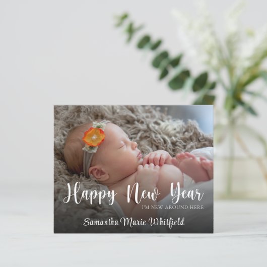 Begroting Happy New Year Baby Birth Announcement C (Staand voorkant)