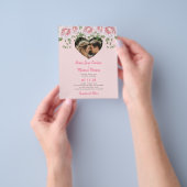 Begroting hartfoto roze florale huwelijkuitnodigin flyer (Hand)