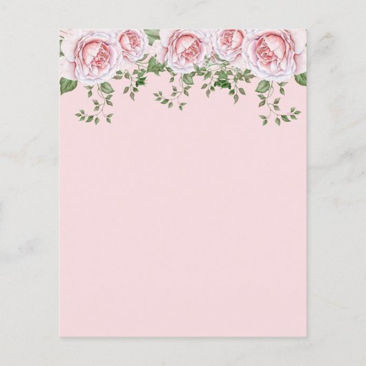 Begroting hartfoto roze florale huwelijkuitnodigin flyer (Achterkant)