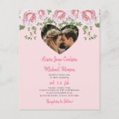 Begroting hartfoto roze florale huwelijkuitnodigin flyer (Voorkant)