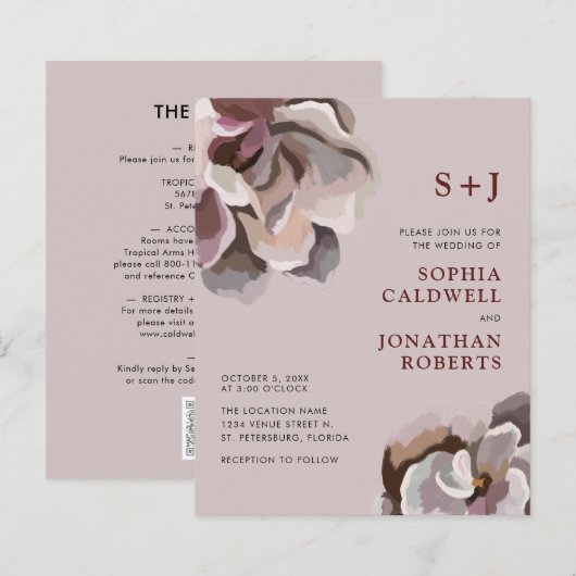 Begroting helemaal in één Abstracte Floral Wedding (Voorkant / Achterkant)