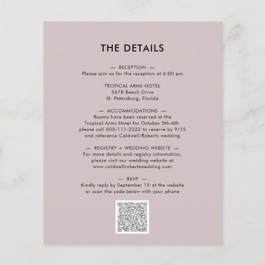 Begroting helemaal in één Abstracte Floral Wedding (Achterkant)